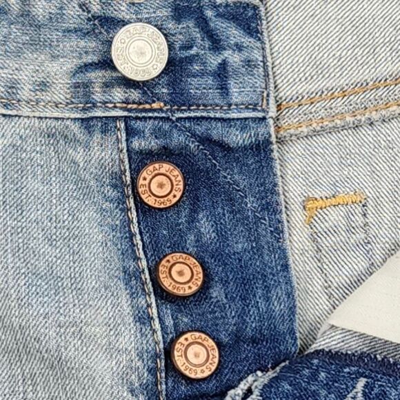 Gap Jeans Skirt Light Wash Blue Denim A-Line Knee Length Frayed Hem Size 6 - Picture 7 of 13